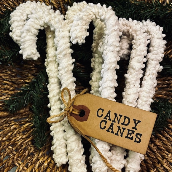 6 handmade vintage chenille hobnail Christmas candy canes ornaments farmhouse - Picture 10 of 11